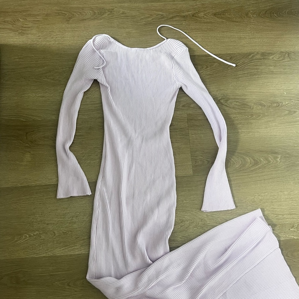 Princess Polly Light Purple Ribbed Long Sleeve Dress